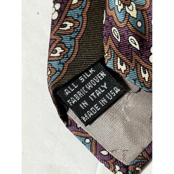 Lot 2 Vintage Christian Dior Designer Paisley Floral Tie Polyester Silk - Picture 7 of 7